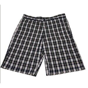 Canterbury of New Zealand Plaid Shorts Mens 38 Casual Rugby 11” Blue White